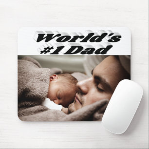 Dad Photo black text Mouse Mat