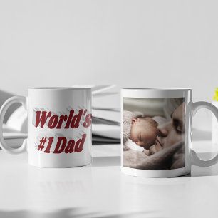 Dad photo burgundy text coffee mug