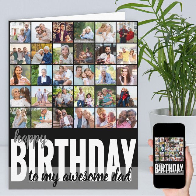 Dad Photo Collage 31 Picture Happy Birthday Card (Creator Uploaded)