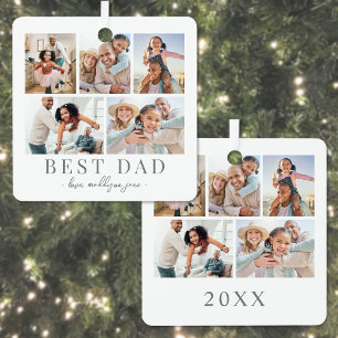 Dad Photo Collage Christmas Metal Tree Decoration