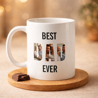 Dad Photo Collage Cutout father's Day Birthday Coffee Mug
