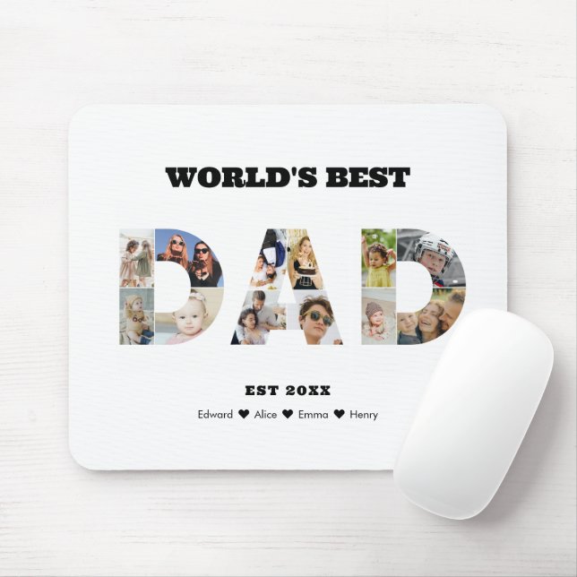Dad Photo Collage Cutout Father's Day Birthday Mouse Mat (With Mouse)