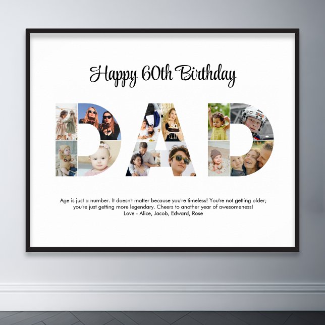 Dad Photo Collage Cutout Father's Day Birthday Poster (dad photo collage poster)