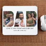 DAD Photo Collage CutOut Letters White Mouse Mat<br><div class="desc">Custom mouse pad with photo collage made of cutout letters to form the word DAD. The photo template is set up for you to add 3 of your favourite family pictures and you can also add your name(s). The message currently reads "LOVE TO YOU TODAY AND EVERY DAY" and you...</div>