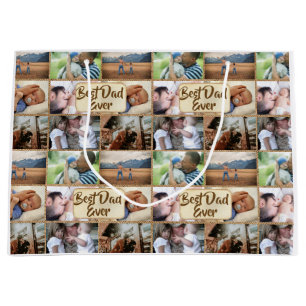 Dad photo collage DIY picture 6 pic collage Large Gift Bag