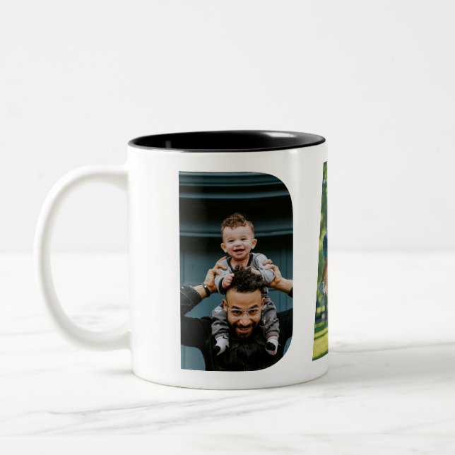 Dad Photo Collage Fathers Day  Two-Tone Coffee Mug (Left)
