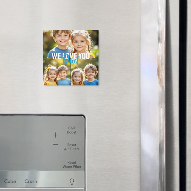 Dad Photo Collage Magnet Blue Love Message (In Situ (Fridge))