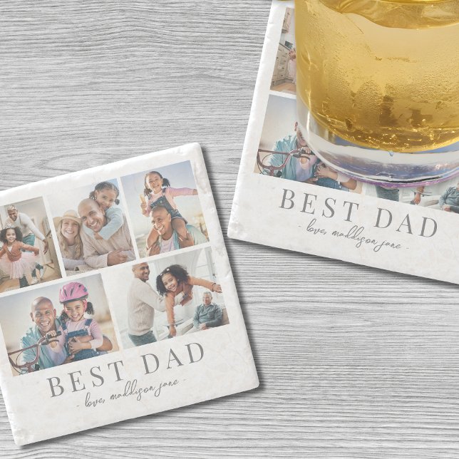 Dad Photo Collage Stone Coaster (Dad Photo Collage Stone Coaster)