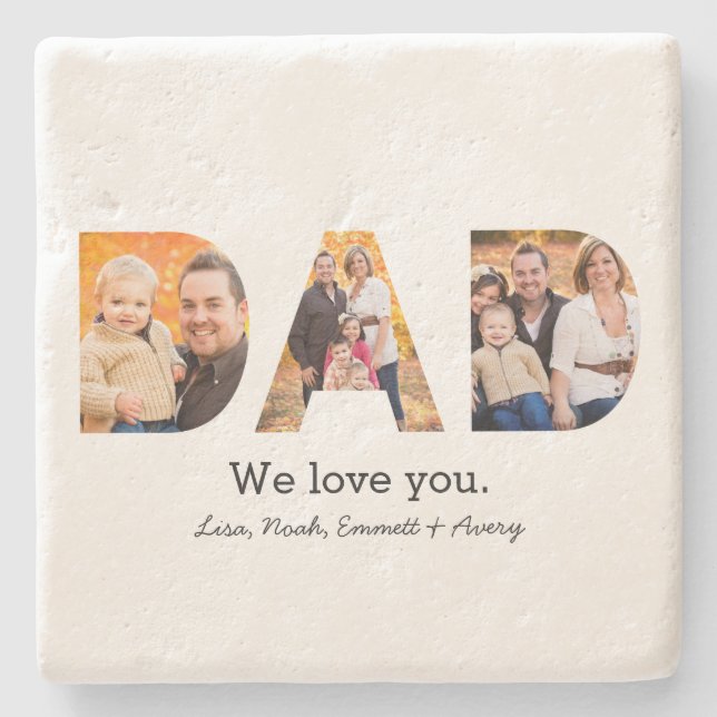 Dad Photo Collage Stone Coaster (Front)