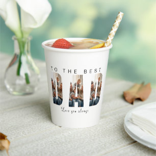 Dad Photo Collage White Paper Cup