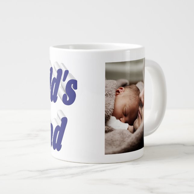 Dad photo dark blue text  large coffee mug (Front Right)