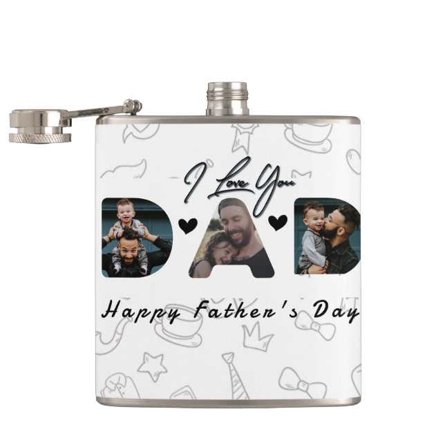 DAD Photo Father's Day Personalised  Hip Flask (Opened)