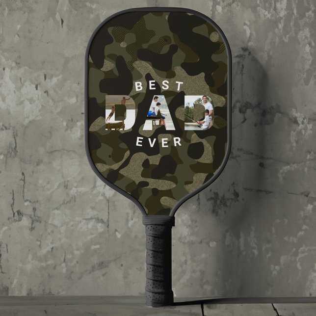 DAD Photo Frame Green Camouflage Pattern #1 DAD Pickleball Paddle (DAD Photo Frame Green Camouflage Pattern #1 DAD Pickleball Paddle)