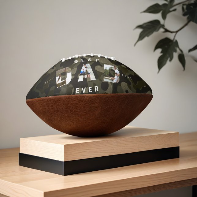 DAD Photo Frame Green Camouflage Pattern & Leather American Football (DAD Photo Frame Green Camouflage Pattern & Leather Football)
