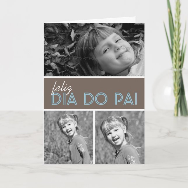 Dad Photo Greeting Card Template | Portuguese (Front)