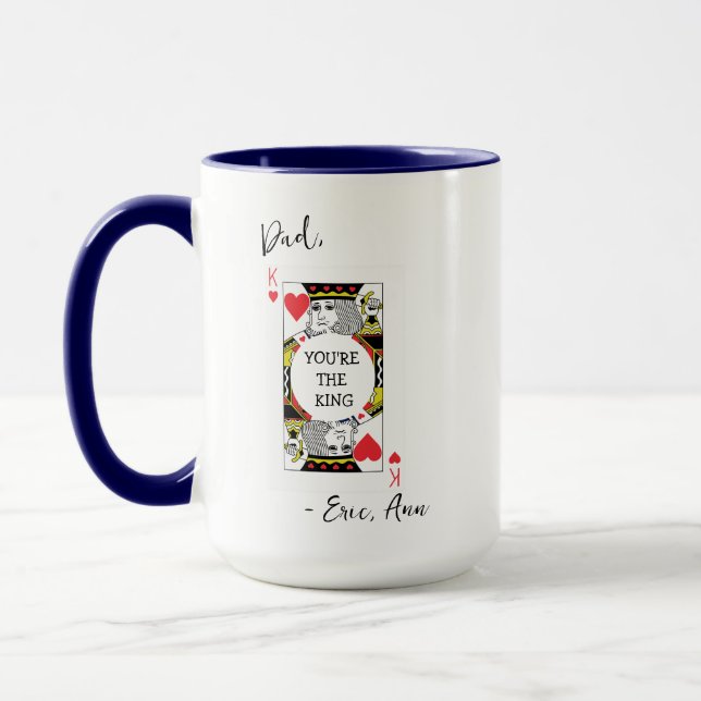 Dad Photo, King of Hearts Dad Quotes Father's Day Mug (Left)