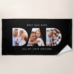 Dad photo modern typography child gift beach towel