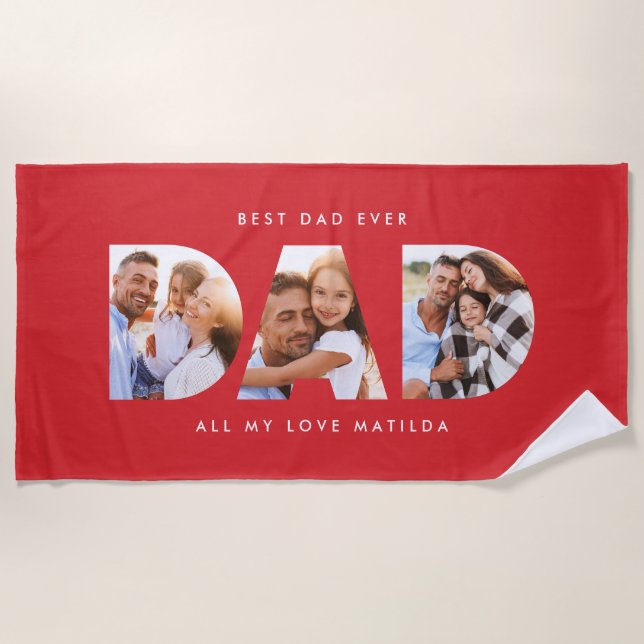 Dad photo modern typography child gift beach towel (Front)
