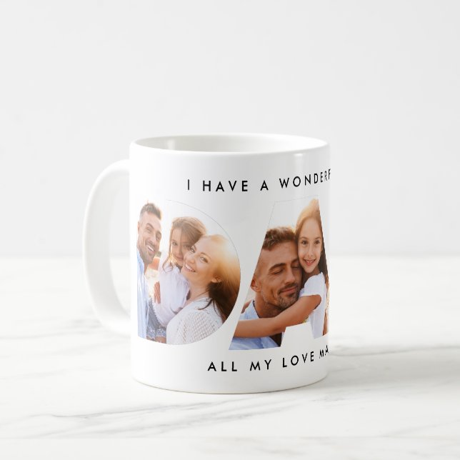 Dad photo modern typography child gift coffee mug (Front Left)