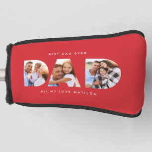 Dad photo modern typography child gift golf head cover
