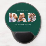 Dad photo modern typography child gift green gel mouse mat<br><div class="desc">Dad multi photo modern typography child gift. Ideal fathers day,  birthday or christmas gift. Hunter green colour can be changed.</div>