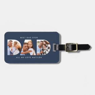 Dad photo modern typography child gift luggage tag