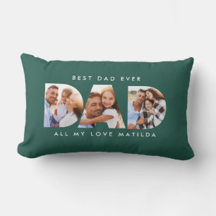 Dad photo modern typography child gift lumbar cushion