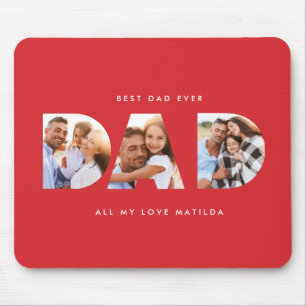 Dad photo modern typography child gift mouse mat