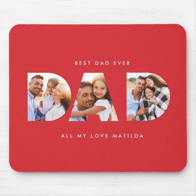 Dad photo modern typography child gift mouse mat (Front)
