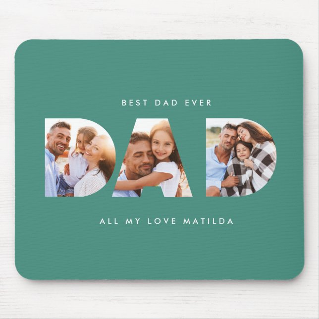 Dad photo modern typography child gift mouse mat (Front)