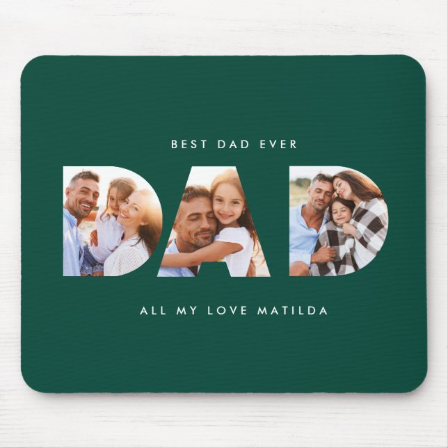 Dad photo modern typography child gift mouse mat (Front)
