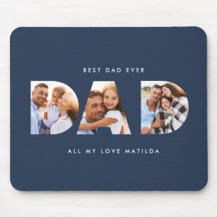 Dad photo modern typography child gift mouse mat