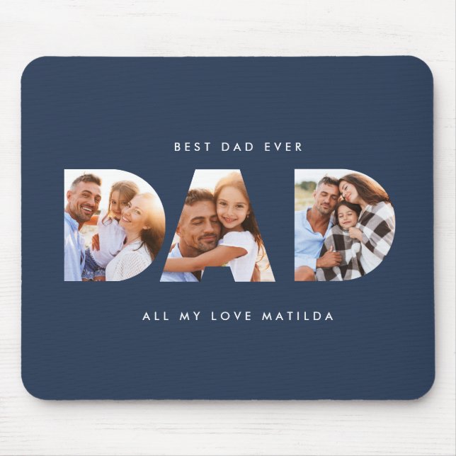 Dad photo modern typography child gift mouse mat (Front)