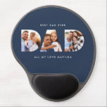 Dad photo modern typography child gift navy blue gel mouse mat<br><div class="desc">Dad multi photo modern typography child gift. Ideal fathers day,  birthday or christmas gift. Navy blue colour can be changed.</div>