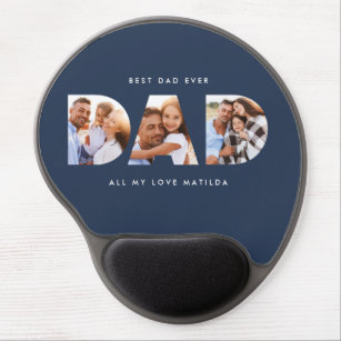 Dad photo modern typography child gift navy blue gel mouse mat