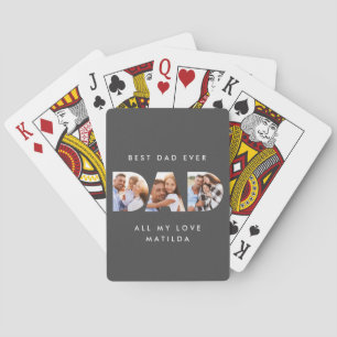 Dad photo modern typography child gift playing cards