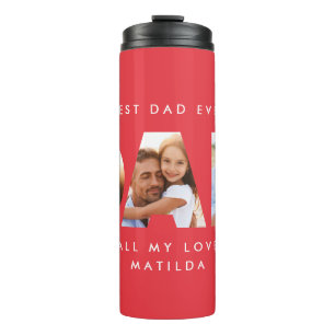 Dad photo modern typography child gift thermal tumbler