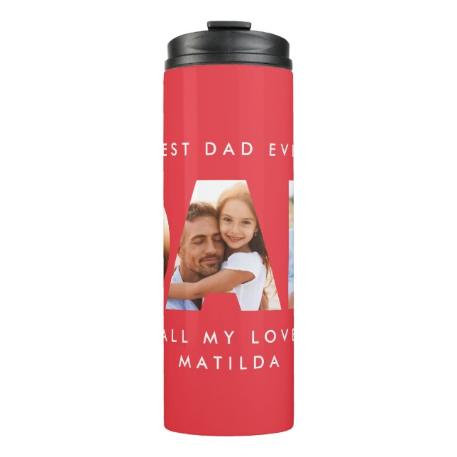 Dad photo modern typography child gift thermal tumbler (Front)