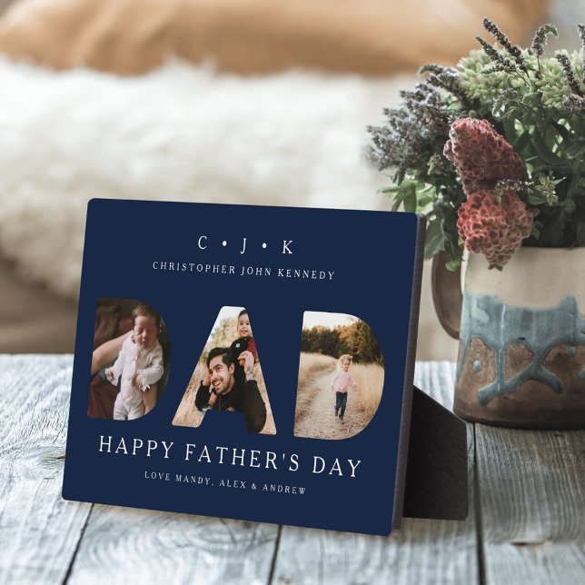 DAD Photo Navy Father's Day Personalized Monogram Plaque (Creator Uploaded)