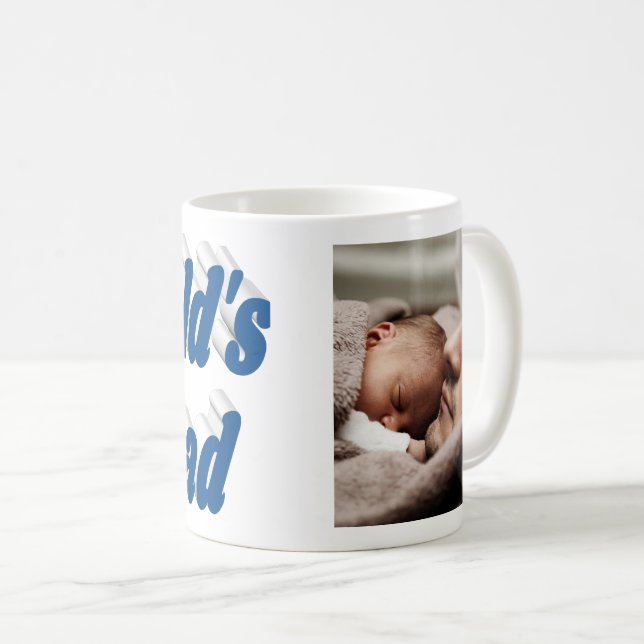 Dad photo sea blue text coffee mug (Front Right)