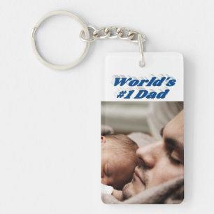 Dad Photo sea blue text   Key Ring