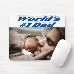 Dad Photo sea blue text Mouse Mat