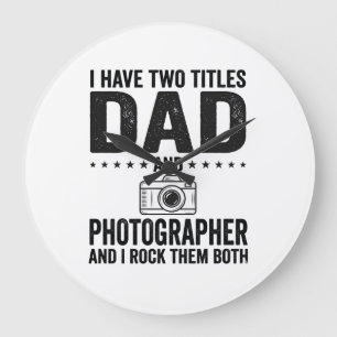 Dad Photographer Vintage Engraving Shirt Design_1 Large Clock