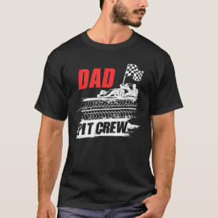 Dad Pit Crew Car Racing Chequered Flag Racer Party T-Shirt