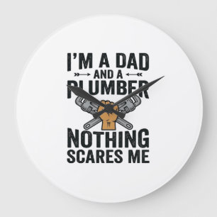 Dad Plumber Nothing Scares Me Vintage Shirt Design Large Clock