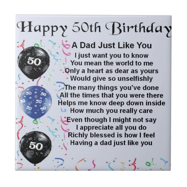 Dad Poem  50th Birthday Tile (Front)