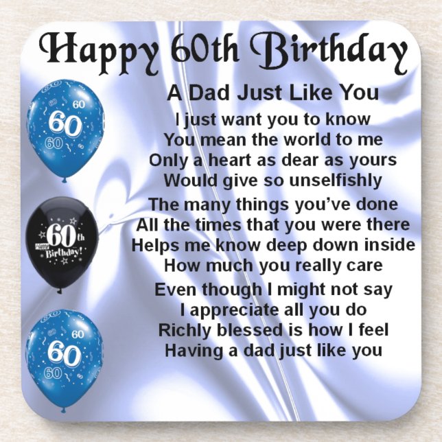 Dad Poem  60th Birthday Coaster (Front)