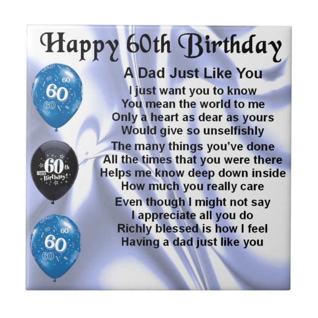 Dad Poem  60th Birthday Tile (Front)