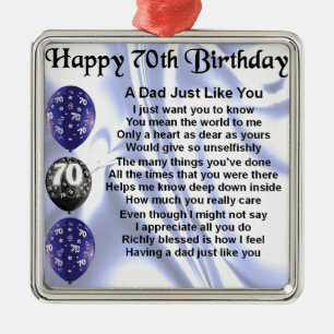 Dad Poem 70th Birthday Metal Tree Decoration
