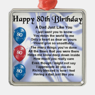 Dad Poem 80th Birthday Metal Tree Decoration